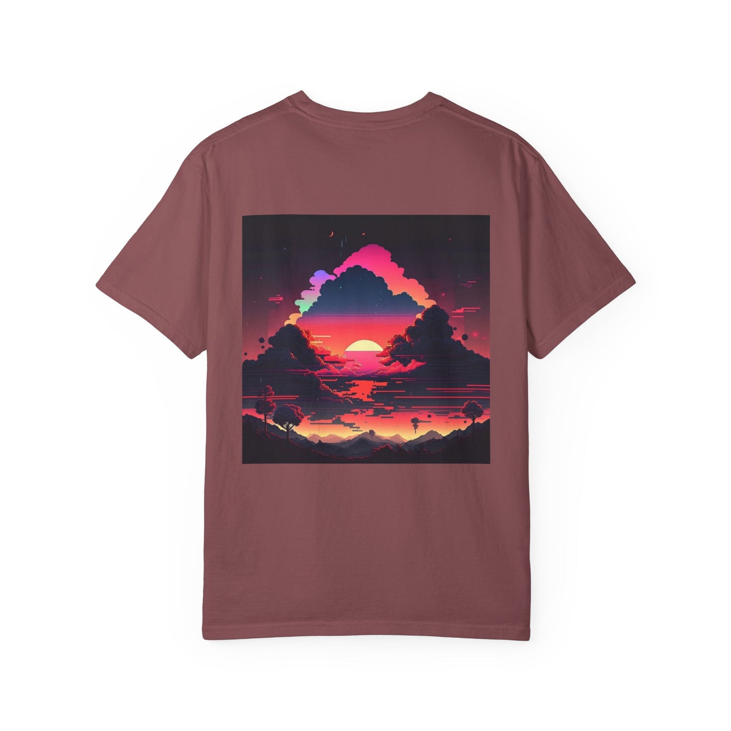 Garment-Dyed T-Shirt with Sunset Design, Casual Wear, Graphic Tee, Summer Fashion, Gift for Nature Lovers