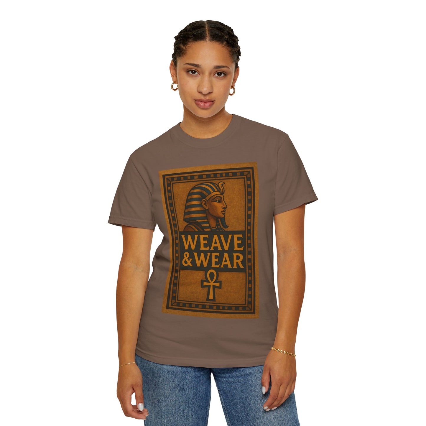 Egyptian-Inspired T-Shirt with 'Weave & Wear' Design, Vintage Style, Unisex Apparel, Gift for History Lovers, Casual Wear