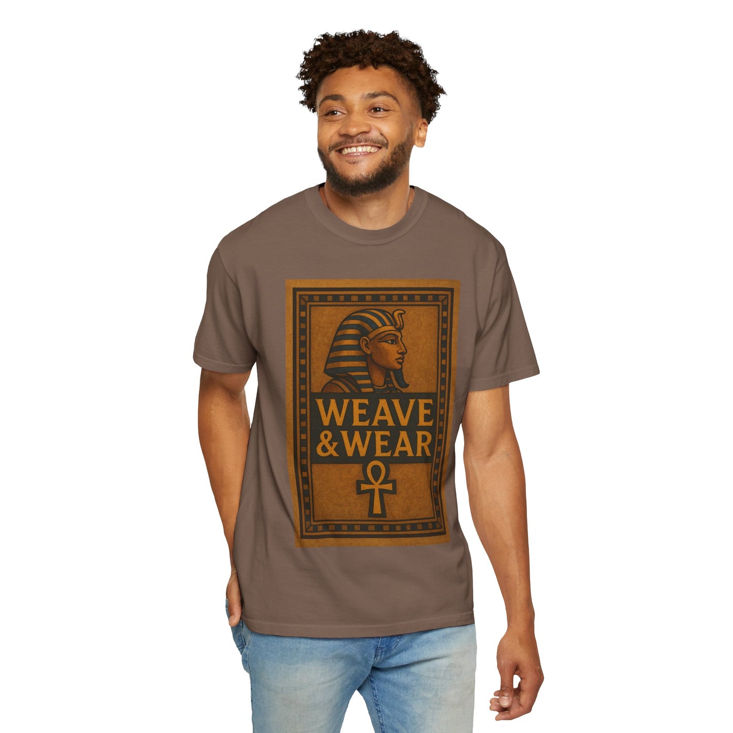 Egyptian-Inspired T-Shirt with 'Weave & Wear' Design, Vintage Style, Unisex Apparel, Gift for History Lovers, Casual Wear