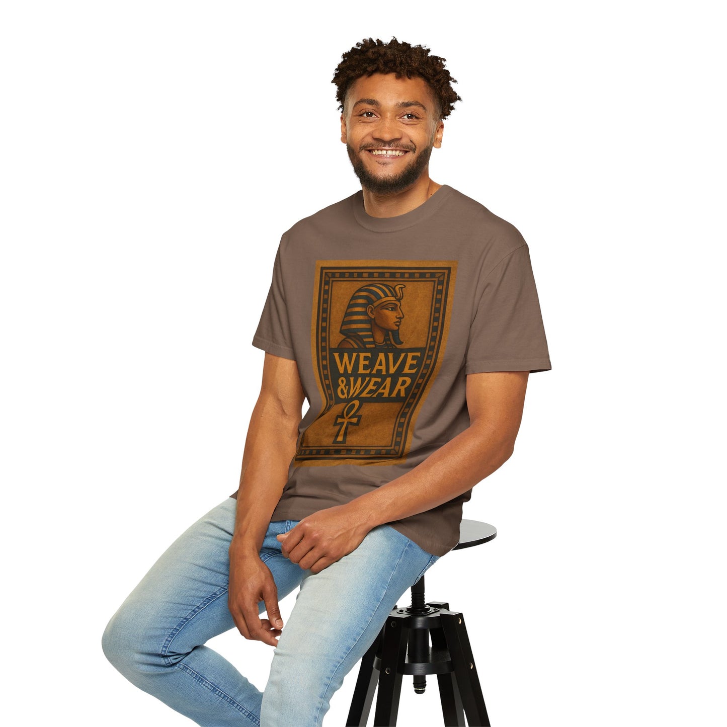 Egyptian-Inspired T-Shirt with 'Weave & Wear' Design, Vintage Style, Unisex Apparel, Gift for History Lovers, Casual Wear