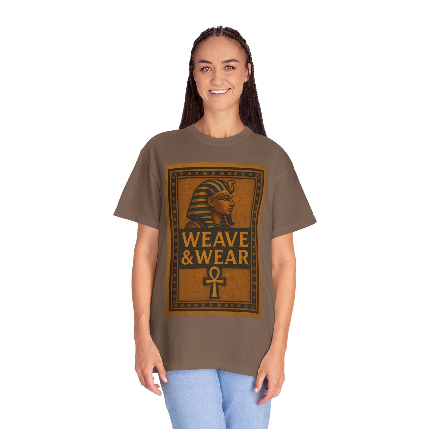 Egyptian-Inspired T-Shirt with 'Weave & Wear' Design, Vintage Style, Unisex Apparel, Gift for History Lovers, Casual Wear