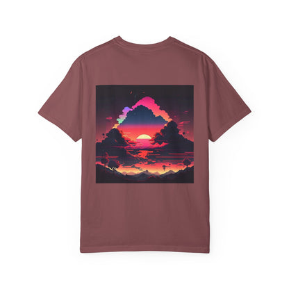Garment-Dyed T-Shirt with Sunset Design, Casual Wear, Graphic Tee, Summer Fashion, Gift for Nature Lovers