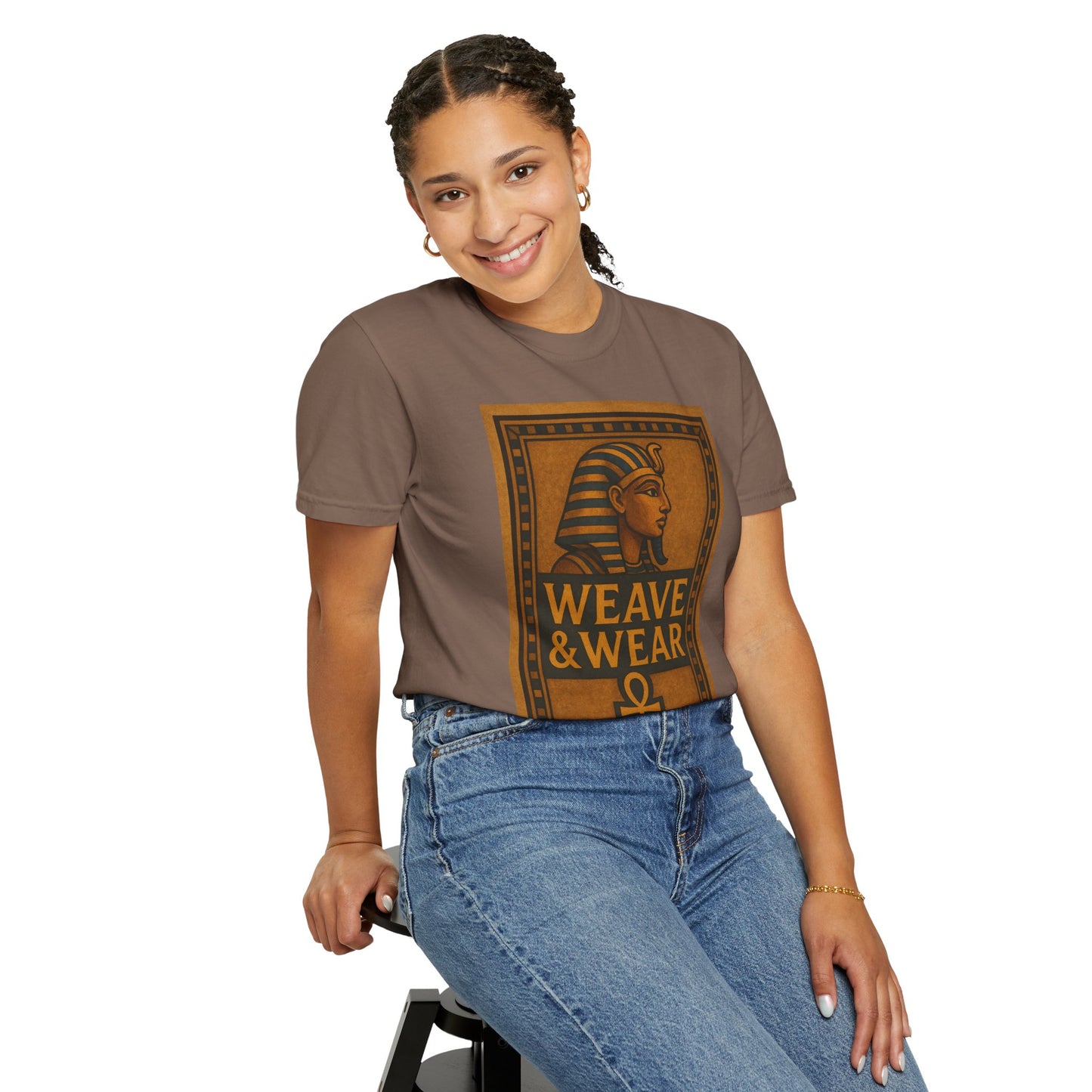 Egyptian-Inspired T-Shirt with 'Weave & Wear' Design, Vintage Style, Unisex Apparel, Gift for History Lovers, Casual Wear