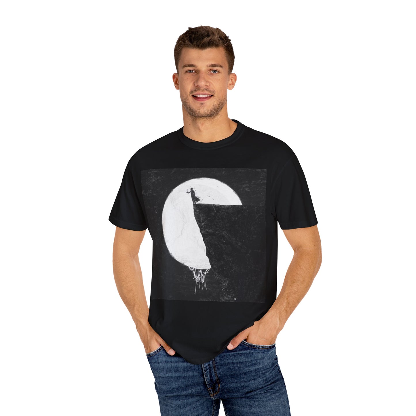 Moody Moon Graphic T-shirt, Unisex Tee, Casual Wear, Gift for Friends, Artistic Fashion, Everyday Style