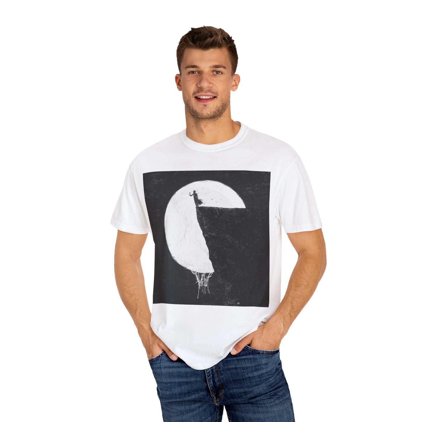 Moody Moon Graphic T-shirt, Unisex Tee, Casual Wear, Gift for Friends, Artistic Fashion, Everyday Style
