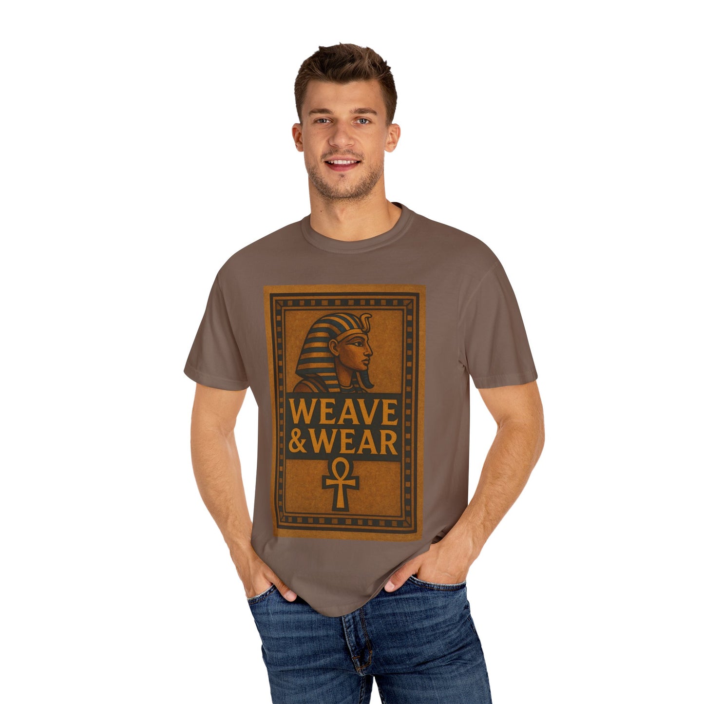 Egyptian-Inspired T-Shirt with 'Weave & Wear' Design, Vintage Style, Unisex Apparel, Gift for History Lovers, Casual Wear